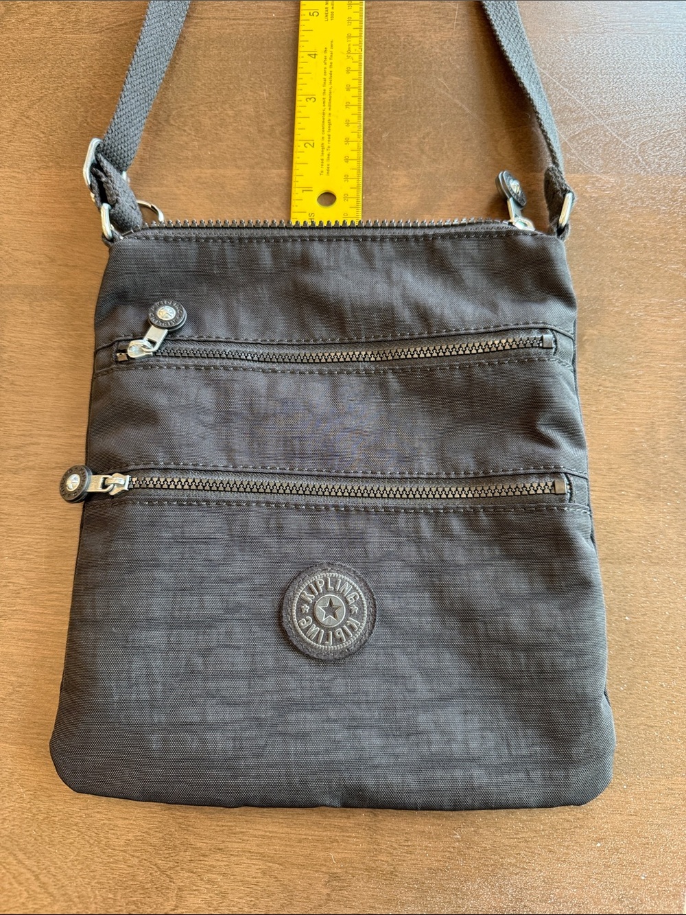 Kipling Black Keiko Crossbody Mini Bag Nylon Triple Zip Purse